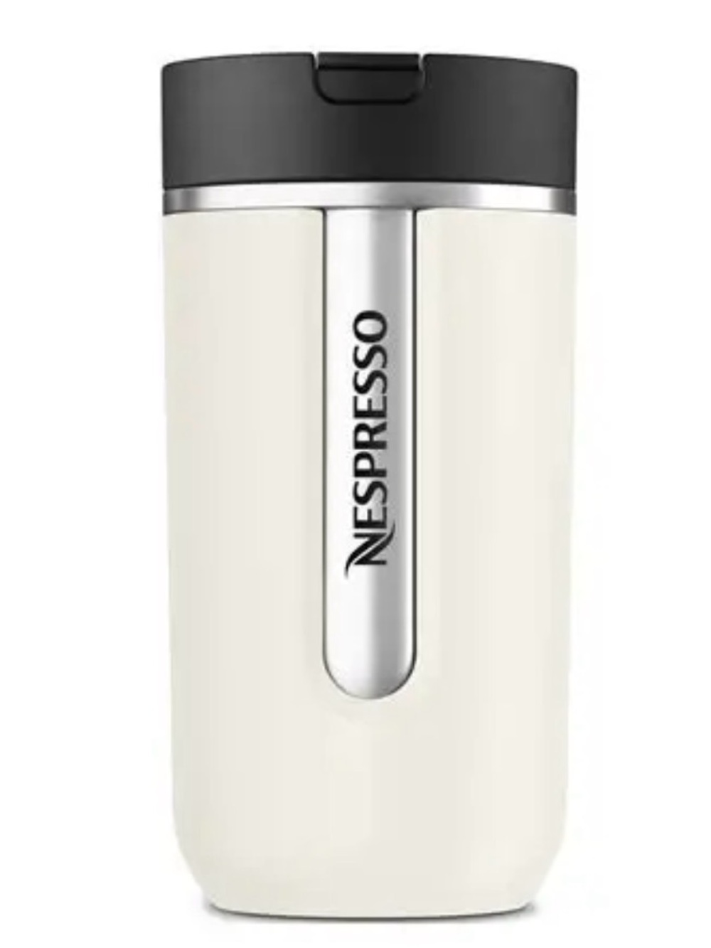Nespresso Cream Travel Mug with Black Lid NIB